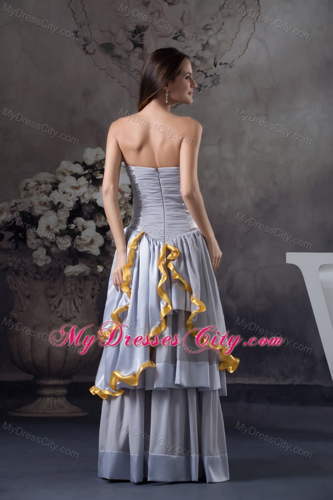 Ruffles Beading Ruching Layers Zipper up Back Prom Dress for Girls
