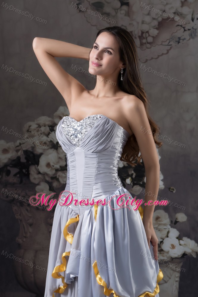 Ruffles Beading Ruching Layers Zipper up Back Prom Dress for Girls