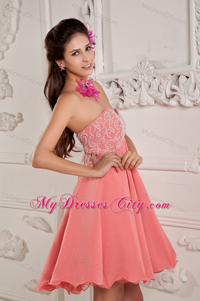 Mini-length Sweetheart Beading Prom Dress with Lace up Back