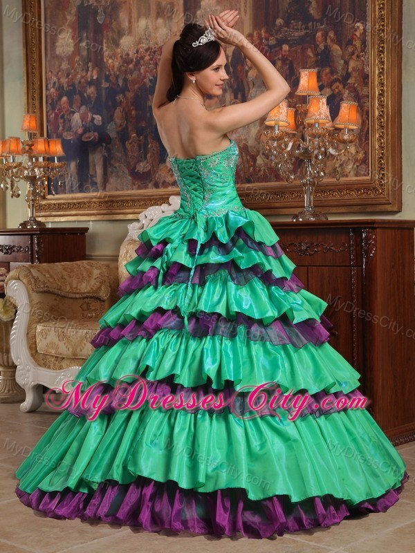 Sweetheart Ruffled Layers Quinceanera Party Dress with Multi-color