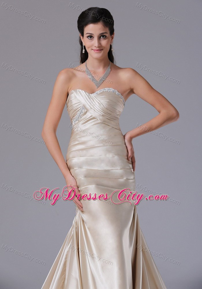 Ruched Sweetheart Beading Champagne 2013 Formal Evening Dress