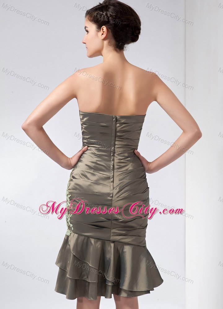 Appliques Sweetheart Ruffles Knee-length Jacket Mother Of The Bride Dress