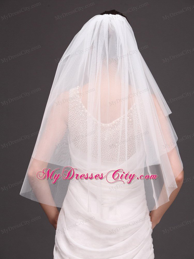 White Tulle Wedding Veil With Two-tier