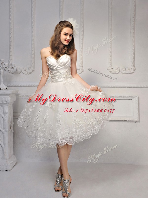 Decent Sweetheart Sleeveless Chiffon Wedding Dresses Lace Lace Up