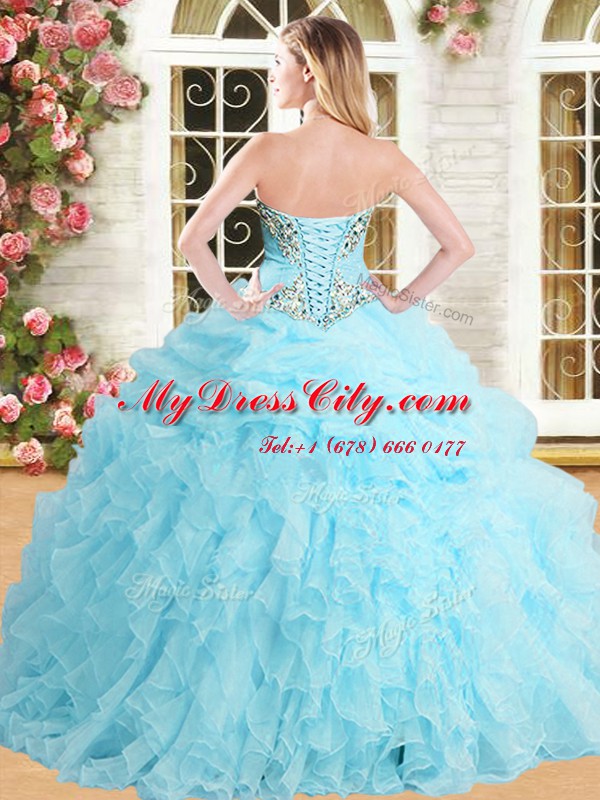 Sweetheart Sleeveless Quince Ball Gowns Floor Length Appliques and Ruffles and Pick Ups Tulle